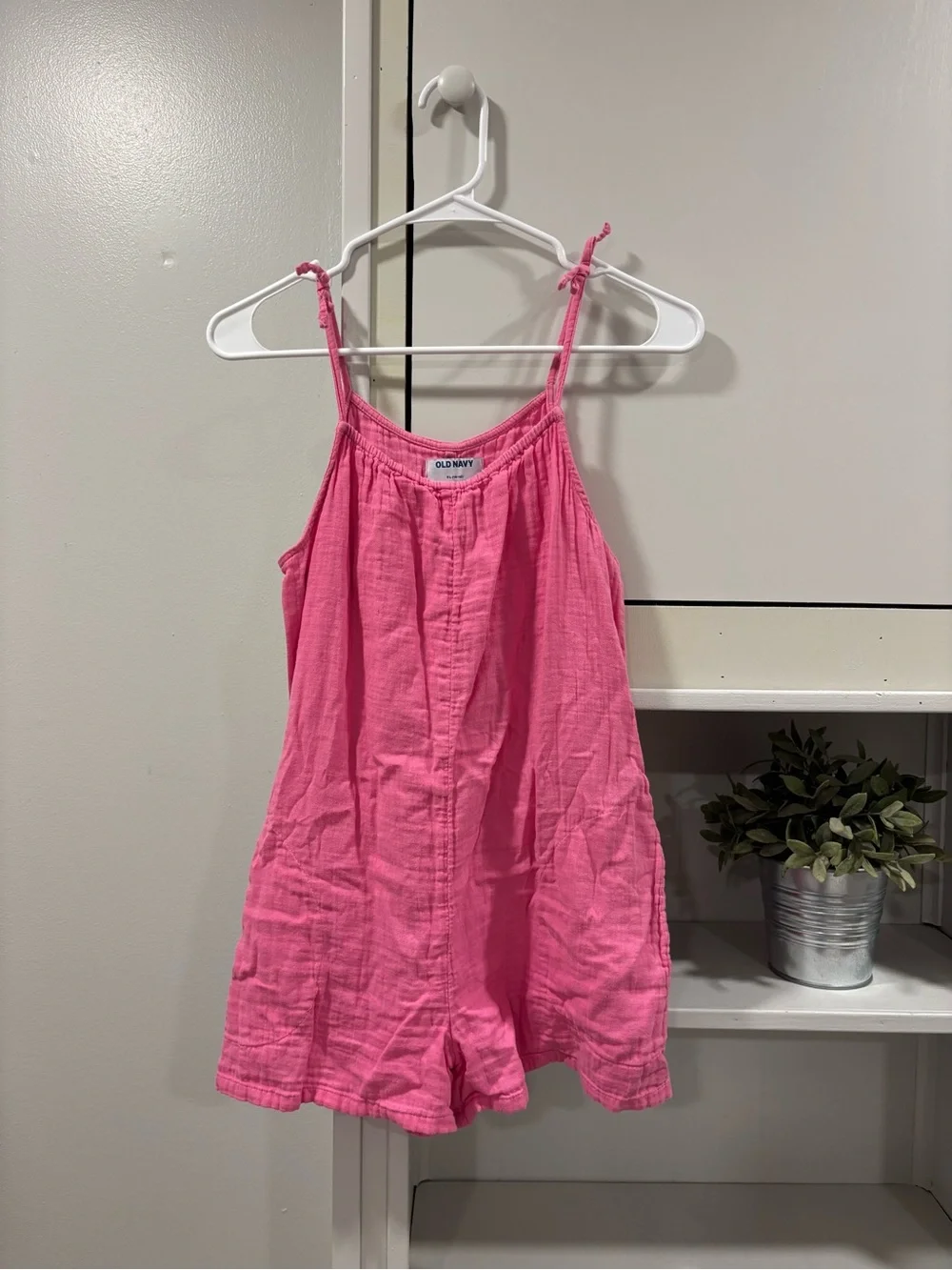 Old Navy Bright Pink Girls' Tie-Shoulder Romper